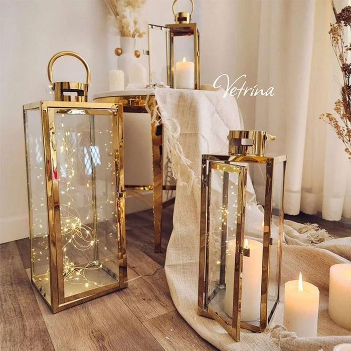 3-PC Set Jumbo Luxury Modern Indoor/Outdoor Hurricane Candle Lantern Set