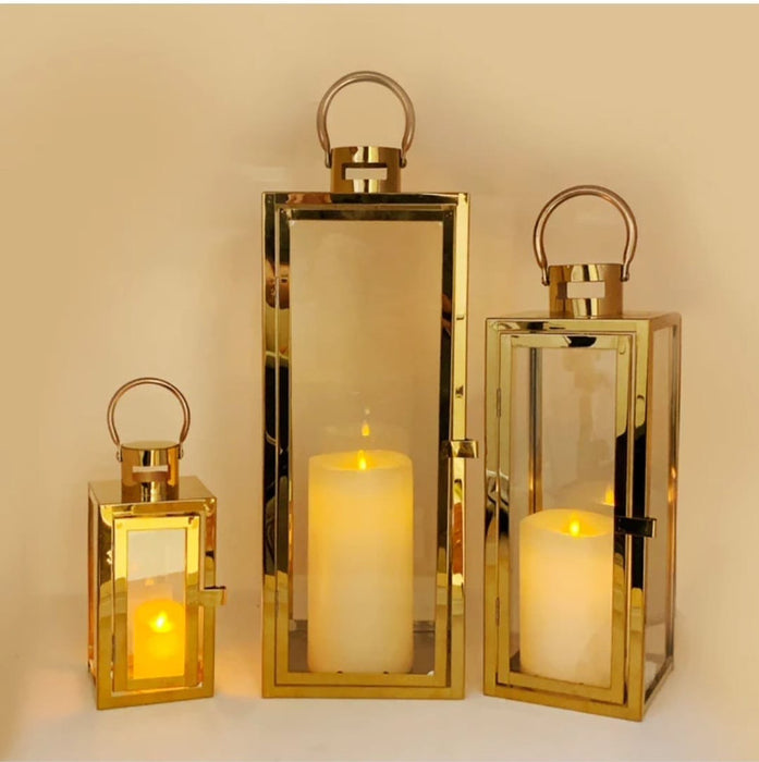 3-PC Set Jumbo Luxury Modern Indoor/Outdoor Hurricane Candle Lantern Set